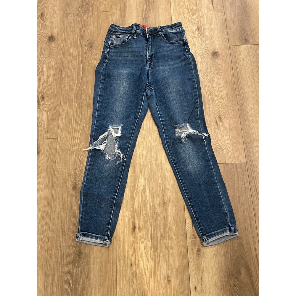 Wax Jean Womens Size 7/28 Skinny Jeans Distressed Ripped Stretch Dark Wash Denim